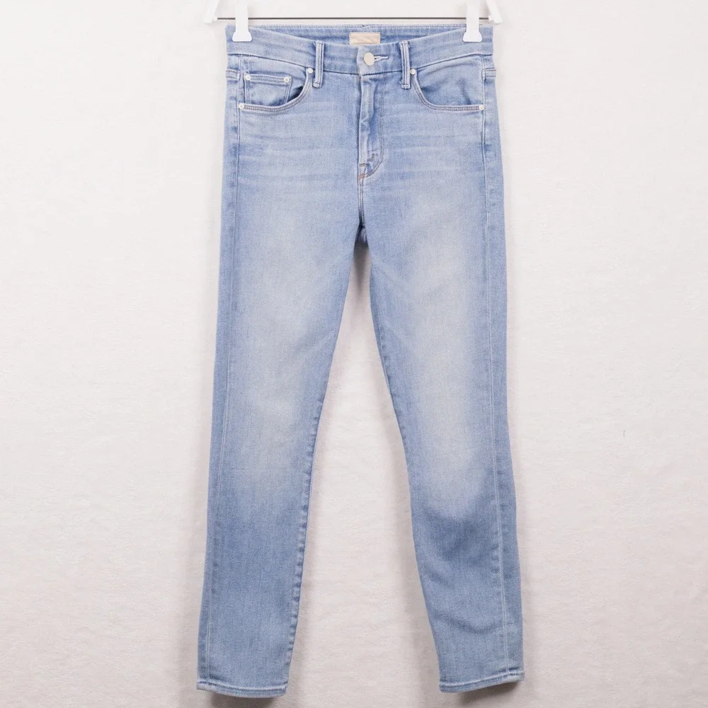 MOTHER The Looker Crop Swimming Pool Sunday Denim Jeans Blue Sz 24 - Picture 2 of 11
